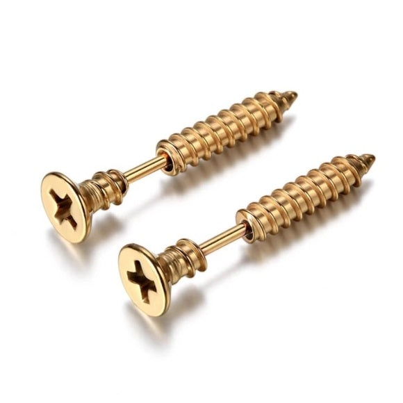 Gold-tone Screw Earrings | by Just ill
